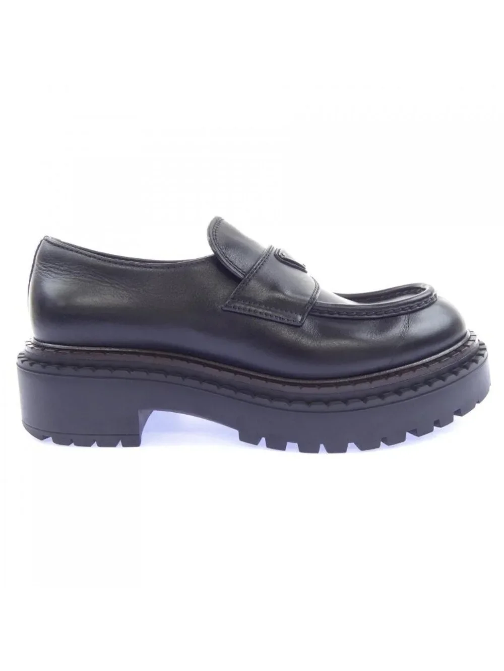 Prada Triangle Logo Leather Loafers Shoes